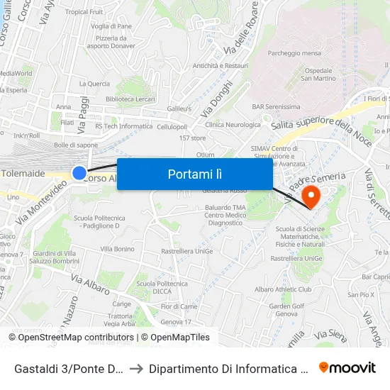 Gastaldi 3/Ponte Di Terralba to Dipartimento Di Informatica E Matematica map