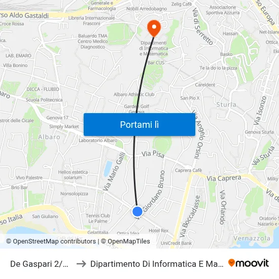 De Gaspari 2/Bruno to Dipartimento Di Informatica E Matematica map