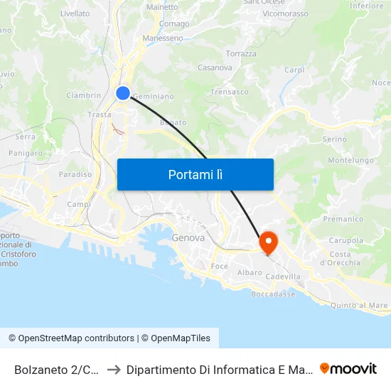Bolzaneto 2/Chiesa to Dipartimento Di Informatica E Matematica map