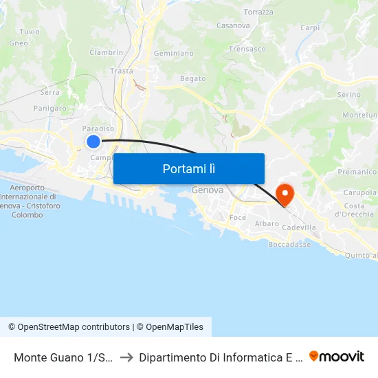 Monte Guano 1/Santuario to Dipartimento Di Informatica E Matematica map