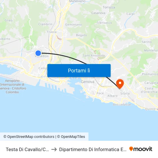 Testa Di Cavallo/Capolinea to Dipartimento Di Informatica E Matematica map