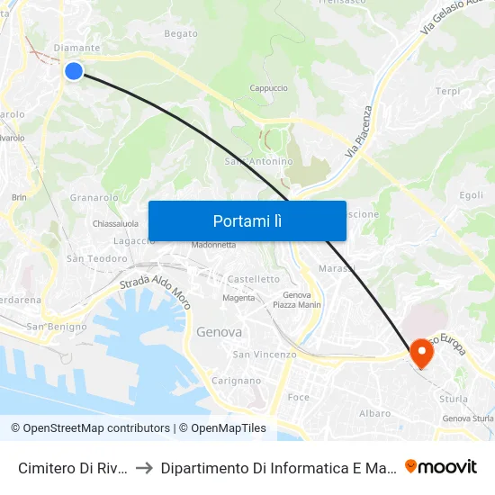 Cimitero Di Rivarolo to Dipartimento Di Informatica E Matematica map