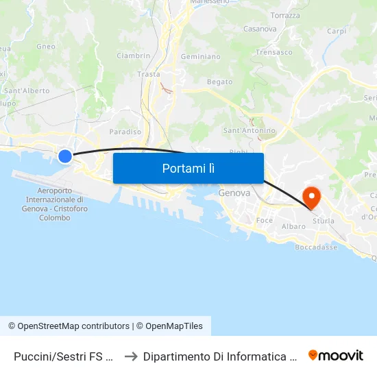 Puccini/Sestri FS Aeroporto to Dipartimento Di Informatica E Matematica map
