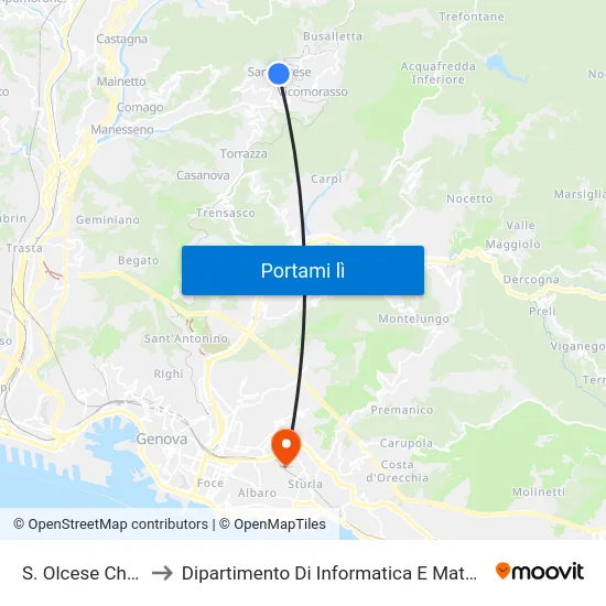 S. Olcese Chiesa to Dipartimento Di Informatica E Matematica map