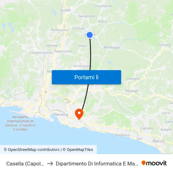 Casella (Capolinea) to Dipartimento Di Informatica E Matematica map