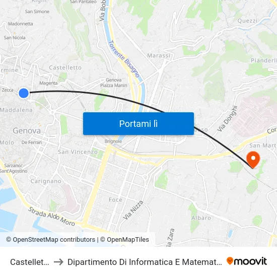Castelletto to Dipartimento Di Informatica E Matematica map