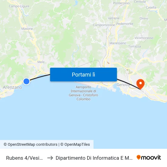 Rubens 4/Vesima FS to Dipartimento Di Informatica E Matematica map