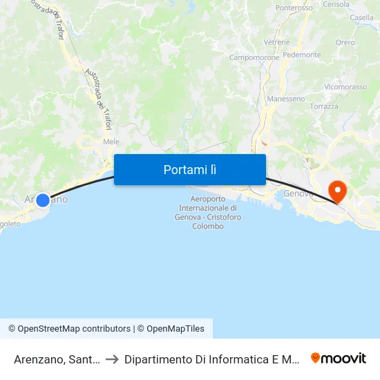 Arenzano, Santuario to Dipartimento Di Informatica E Matematica map