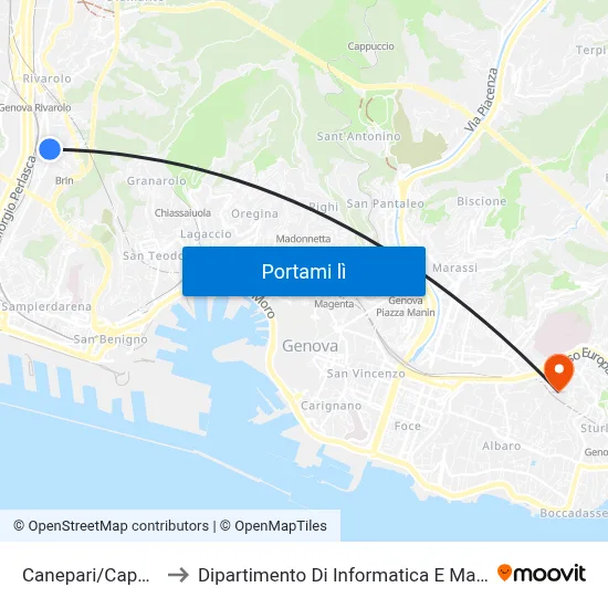 Canepari/Capolinea to Dipartimento Di Informatica E Matematica map