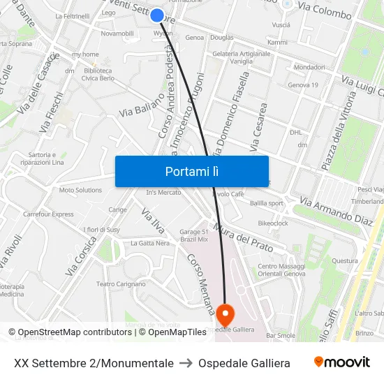 XX Settembre 2/Monumentale to Ospedale Galliera map