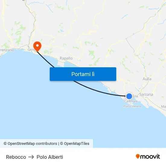 Rebocco to Polo Alberti map