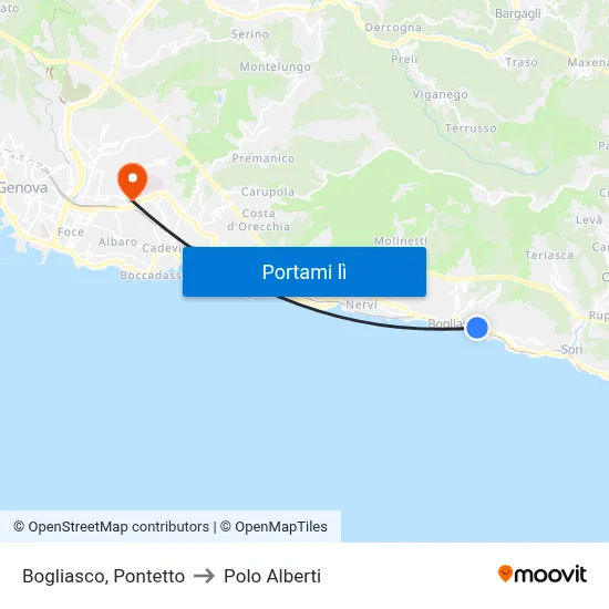 Bogliasco, Pontetto to Polo Alberti map