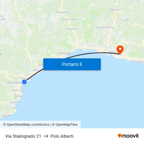 Via Stalingrado 21 to Polo Alberti map