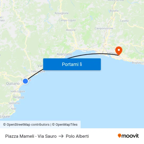 Piazza Mameli - Via Sauro to Polo Alberti map