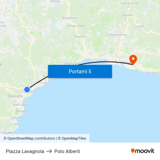 Piazza Lavagnola to Polo Alberti map