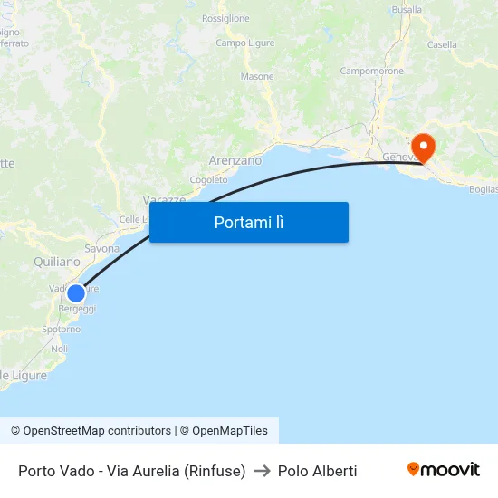 Porto Vado - Via Aurelia (Rinfuse) to Polo Alberti map