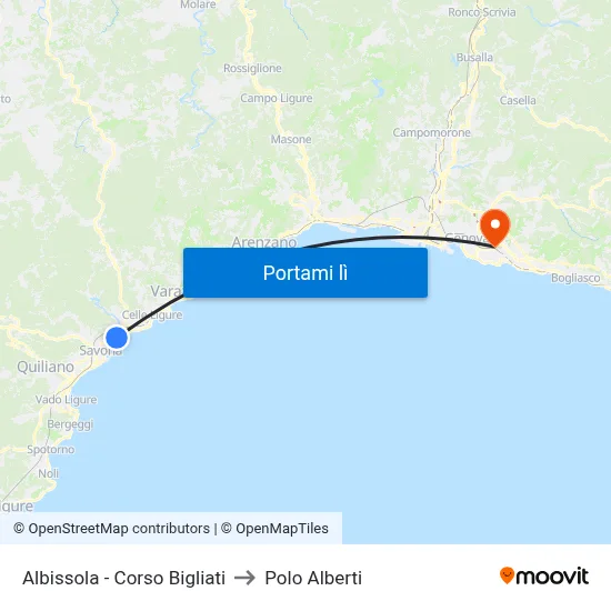 Albissola - Corso Bigliati to Polo Alberti map