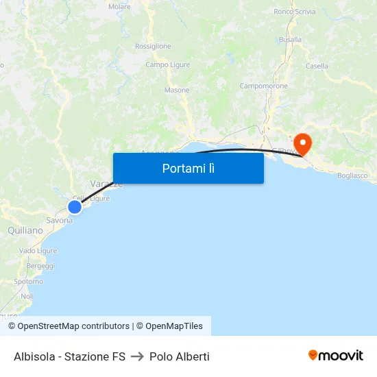 Albisola - Stazione FS to Polo Alberti map