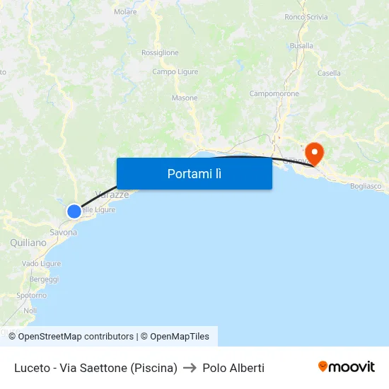 Luceto - Via Saettone (Piscina) to Polo Alberti map