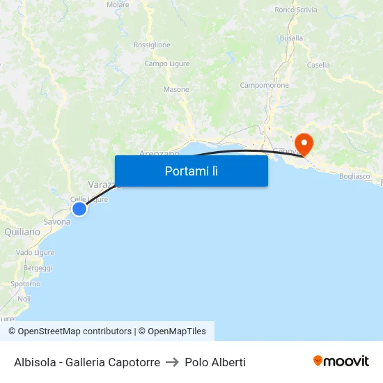 Albisola - Galleria Capotorre to Polo Alberti map