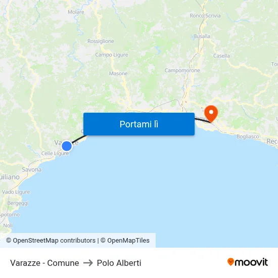 Varazze - Comune to Polo Alberti map