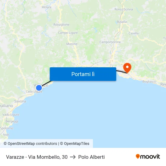 Varazze - Via Mombello, 30 to Polo Alberti map