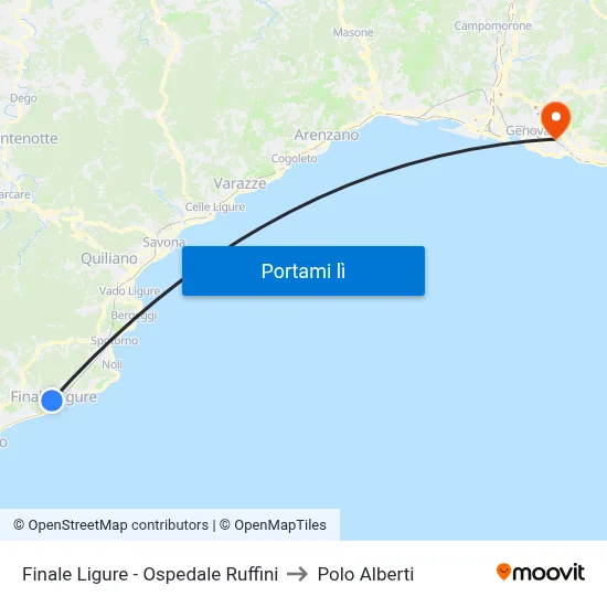Finale Ligure - Ospedale Ruffini to Polo Alberti map