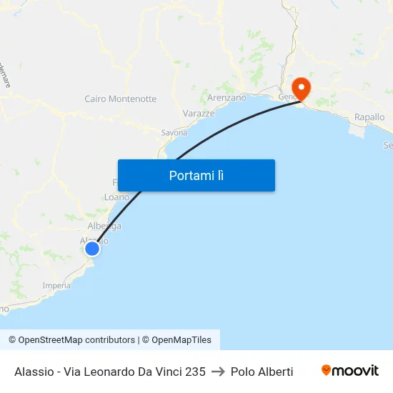 Alassio - Via Leonardo Da Vinci 235 to Polo Alberti map