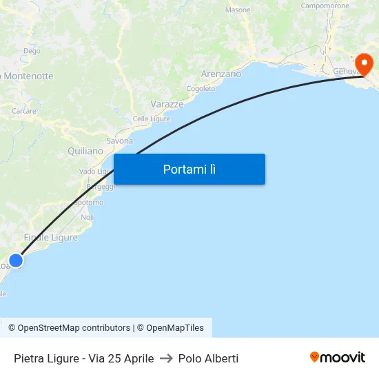 Pietra Ligure - Via 25 Aprile to Polo Alberti map