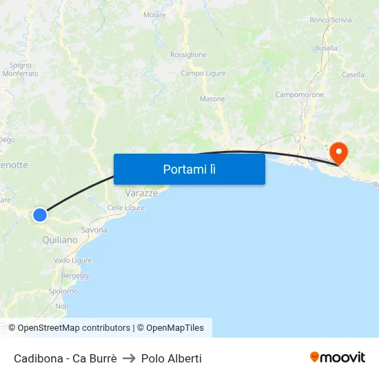 Cadibona - Ca Burrè to Polo Alberti map