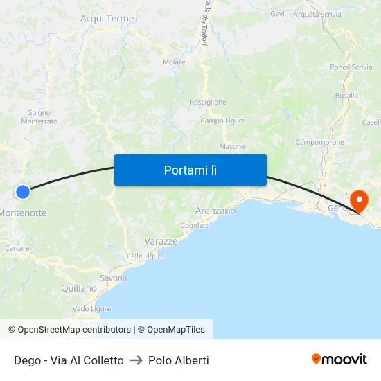 Dego - Via Al Colletto to Polo Alberti map