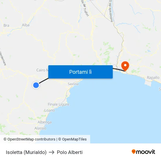 Isoletta (Murialdo) to Polo Alberti map