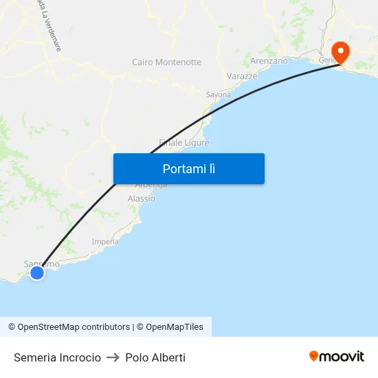 Semeria Incrocio to Polo Alberti map