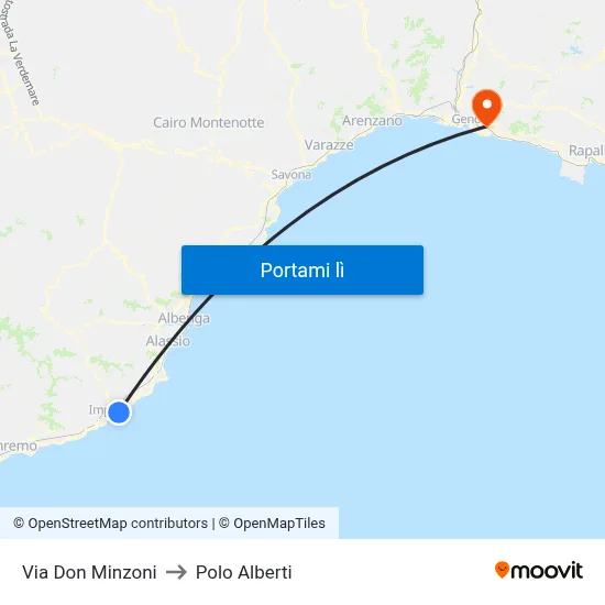 Via Don Minzoni to Polo Alberti map