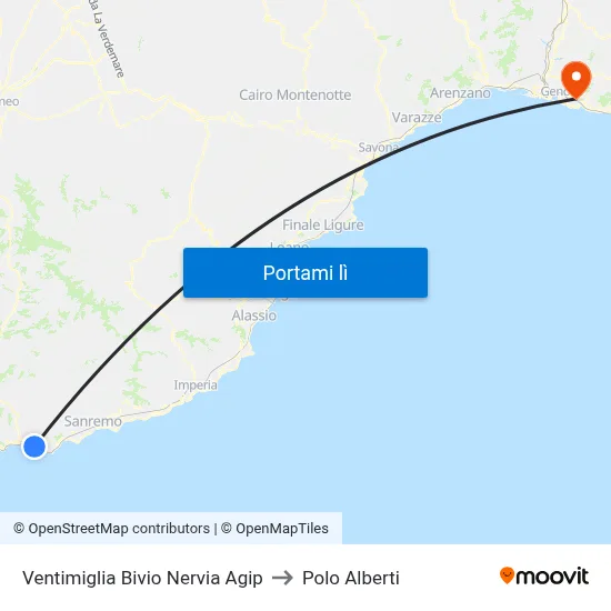 Ventimiglia Bivio Nervia Agip to Polo Alberti map