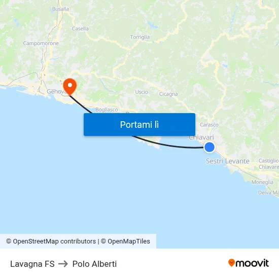 Lavagna FS to Polo Alberti map