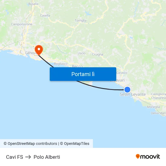 Cavi FS to Polo Alberti map