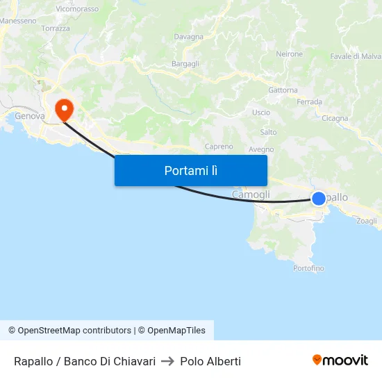 Rapallo / Banco Di Chiavari to Polo Alberti map