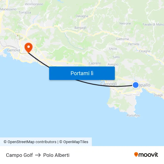 Campo Golf to Polo Alberti map