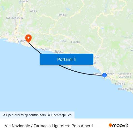 Via Nazionale / Farmacia Ligure to Polo Alberti map