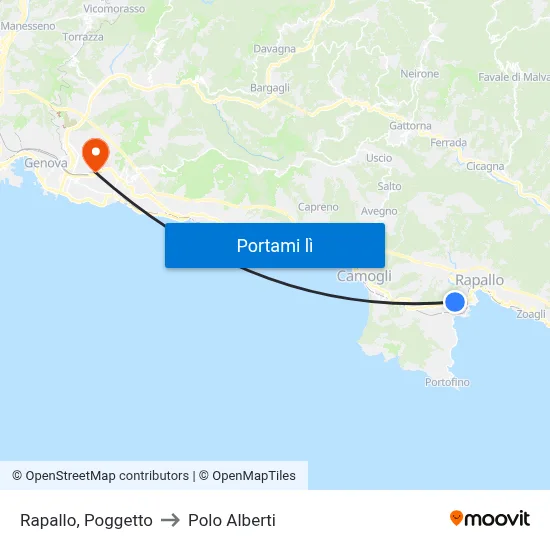 Rapallo, Poggetto to Polo Alberti map
