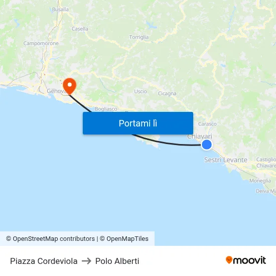 Piazza Cordeviola to Polo Alberti map