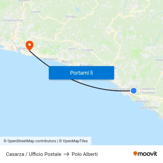 Casarza / Ufficio Postale to Polo Alberti map
