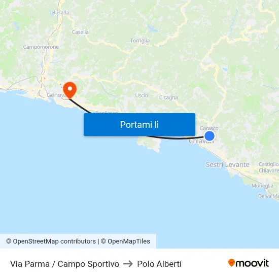 Via Parma / Campo Sportivo to Polo Alberti map