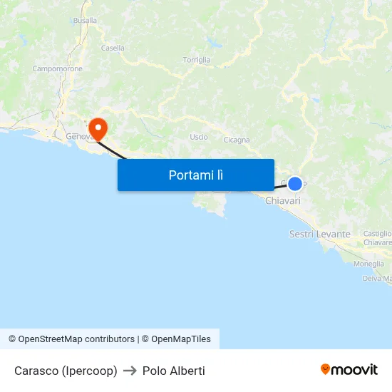 Carasco (Ipercoop) to Polo Alberti map