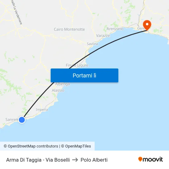 Arma Di Taggia - Via Boselli to Polo Alberti map
