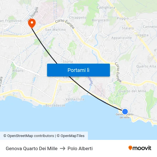 Genova Quarto Dei Mille to Polo Alberti map