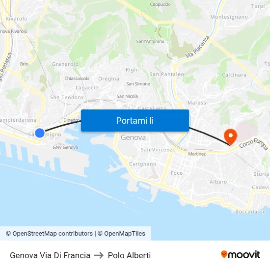 Genova Via Di Francia to Polo Alberti map