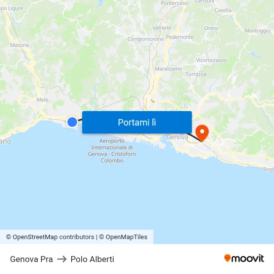 Genova Pra to Polo Alberti map