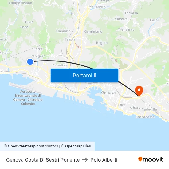 Genova Costa Di Sestri Ponente to Polo Alberti map
